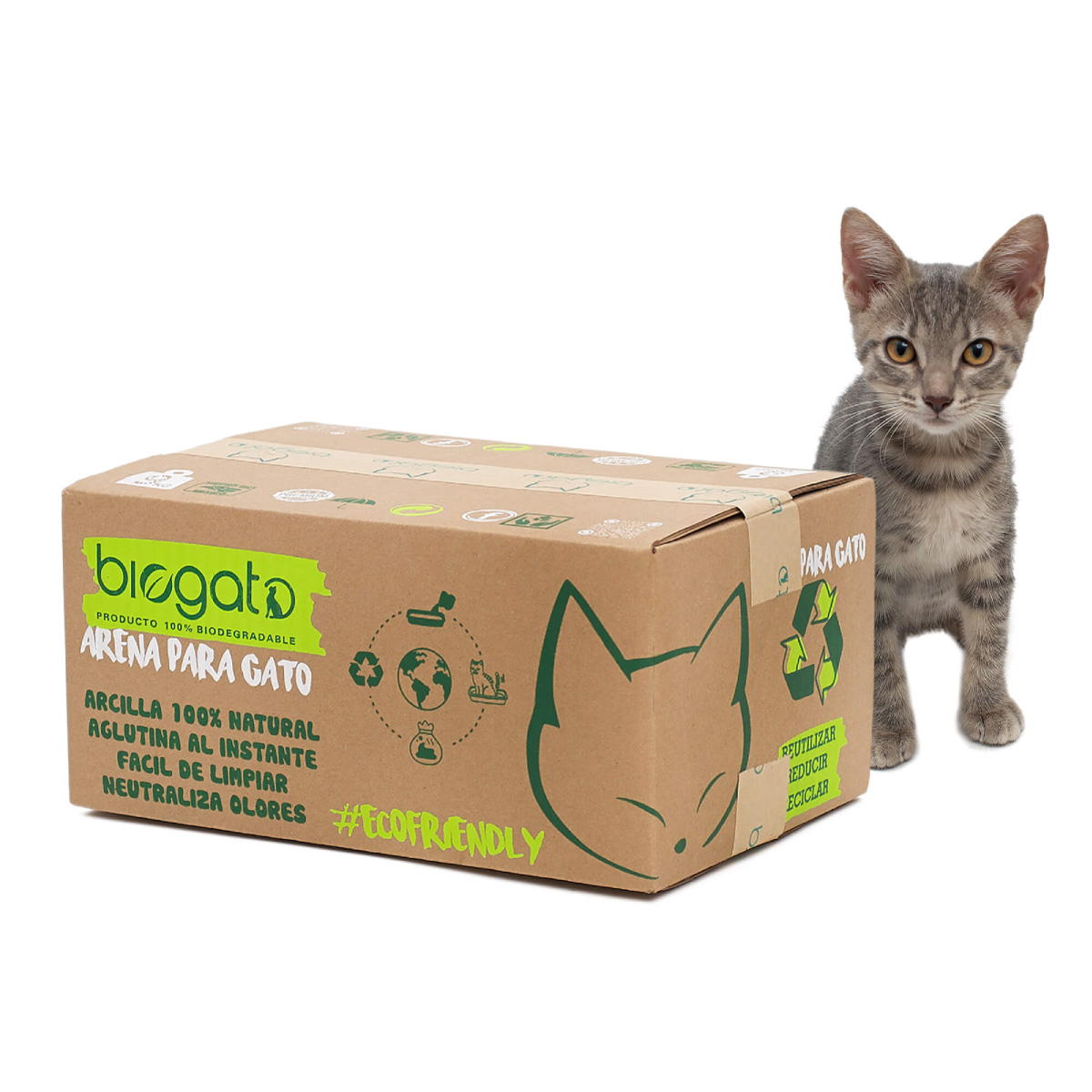 Arena para gato Ecofriendly Caja 9kg Aglutinante - BioGato Arena para Gatos